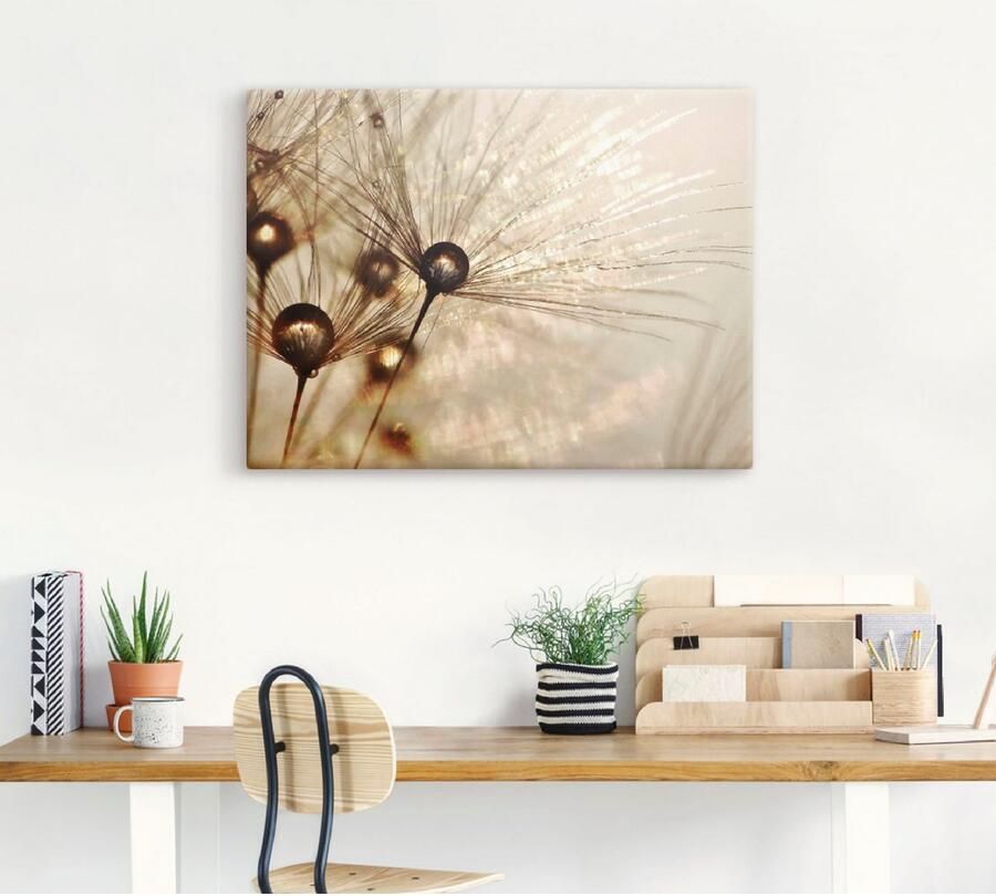 Artland Artprint Pluizenbol goudkleurige druppels als artprint van aluminium artprint voor buiten artprint op linnen poster muursticker - Foto 4