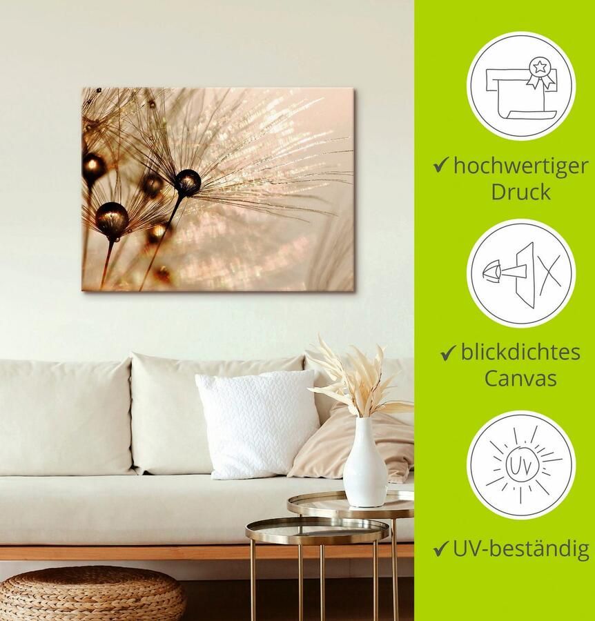 Artland Artprint Pluizenbol goudkleurige druppels als artprint van aluminium artprint voor buiten artprint op linnen poster muursticker - Foto 2