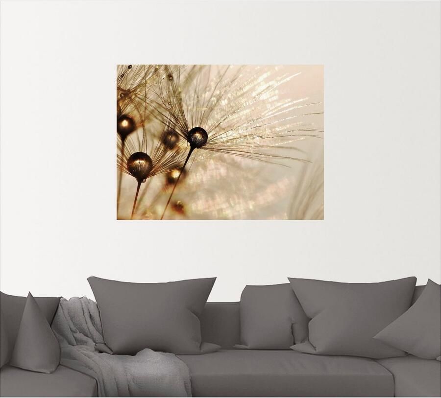 Artland Artprint Pluizenbol goudkleurige druppels als artprint van aluminium artprint voor buiten artprint op linnen poster muursticker - Foto 4