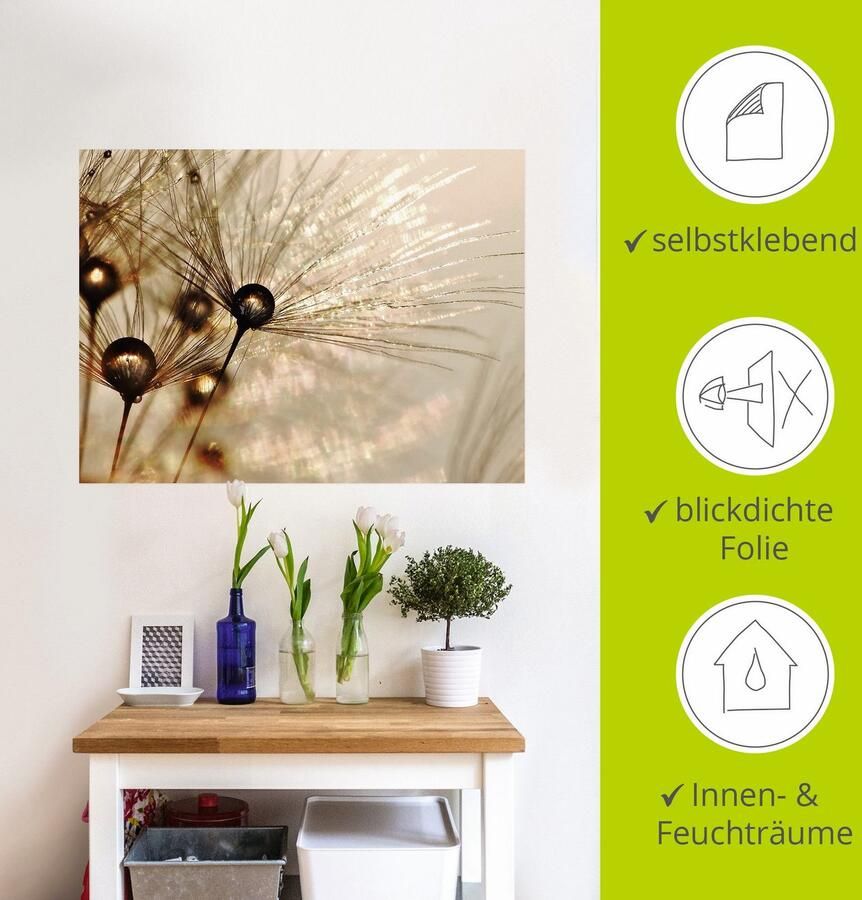 Artland Artprint Pluizenbol goudkleurige druppels als artprint van aluminium artprint voor buiten artprint op linnen poster muursticker - Foto 3