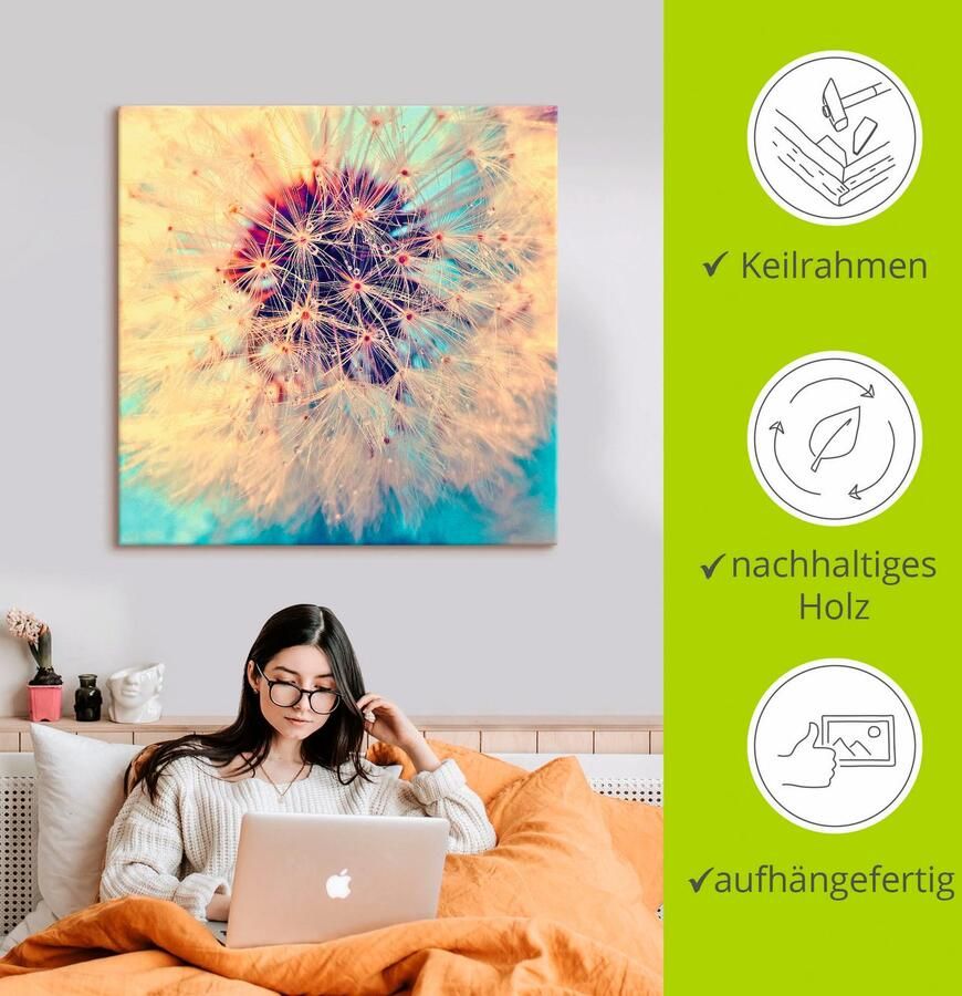 Artland Artprint Pluizenbol heel dichtbij als artprint van aluminium artprint voor buiten artprint op linnen poster in verschillende maten. maten