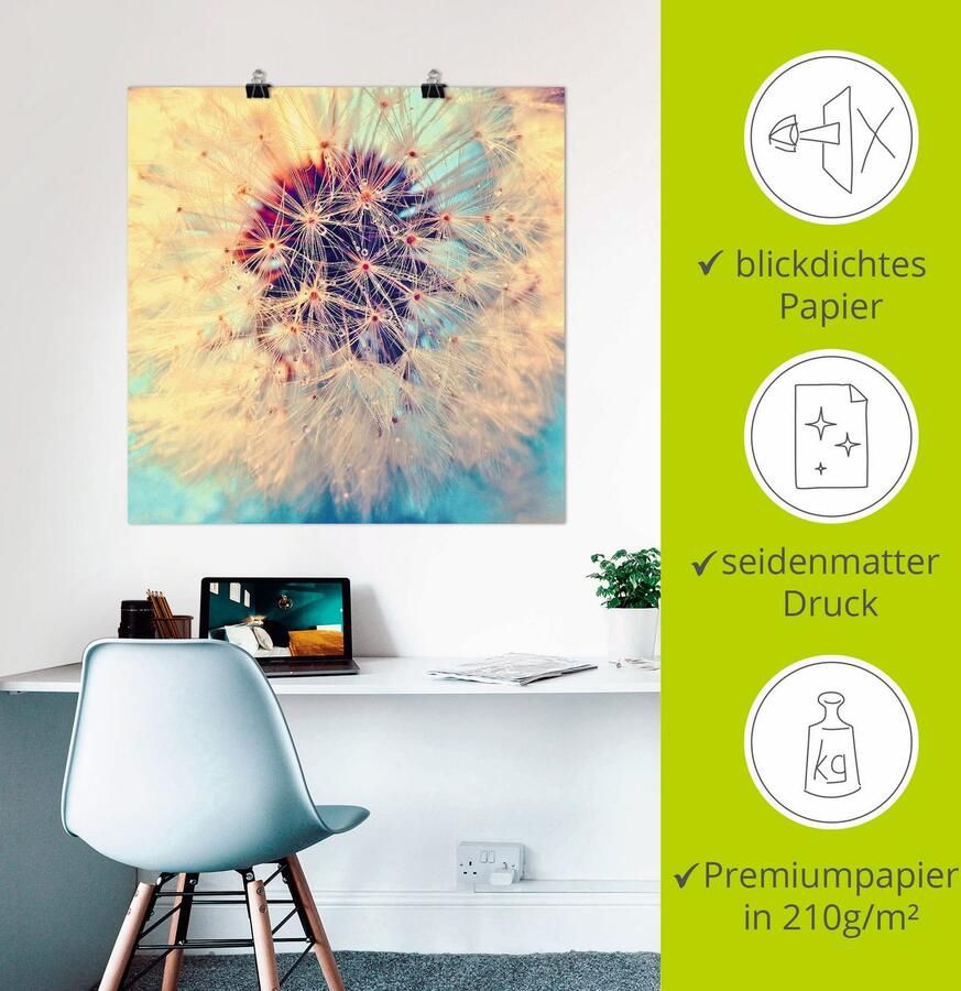 Artland Artprint Pluizenbol heel dichtbij als artprint van aluminium artprint voor buiten artprint op linnen poster in verschillende maten. maten - Foto 2