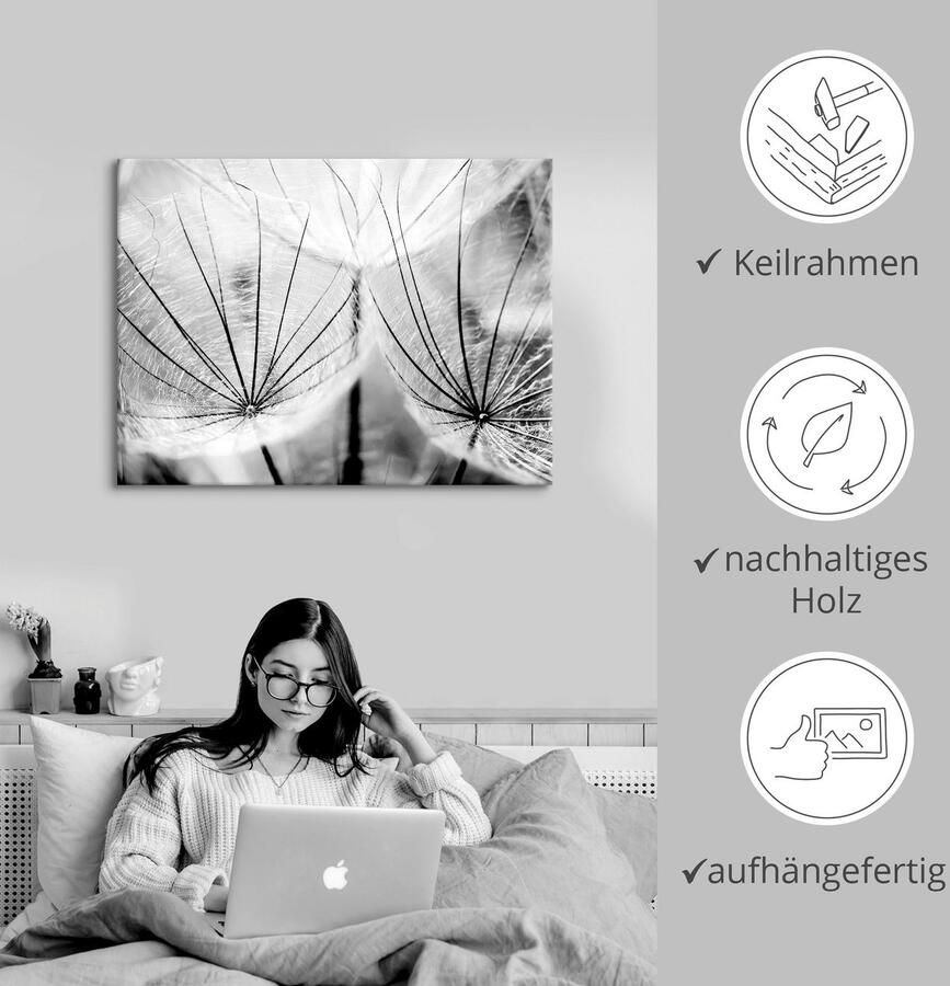 Artland Artprint Pluizenbol in zwart-wit als artprint van aluminium artprint voor buiten artprint op linnen poster muursticker - Foto 2
