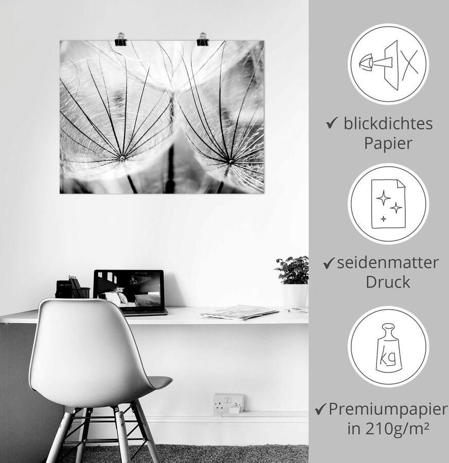 Artland Artprint Pluizenbol in zwart-wit als artprint van aluminium artprint voor buiten artprint op linnen poster muursticker - Foto 3