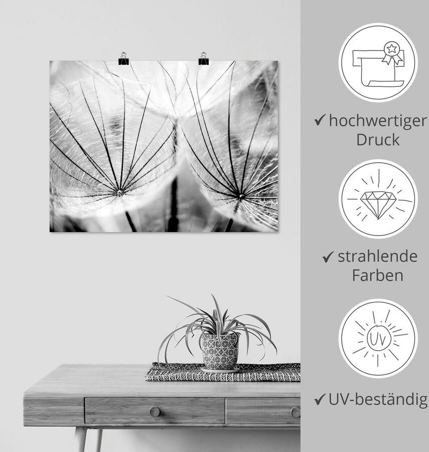 Artland Artprint Pluizenbol in zwart-wit als artprint van aluminium artprint voor buiten artprint op linnen poster muursticker - Foto 4