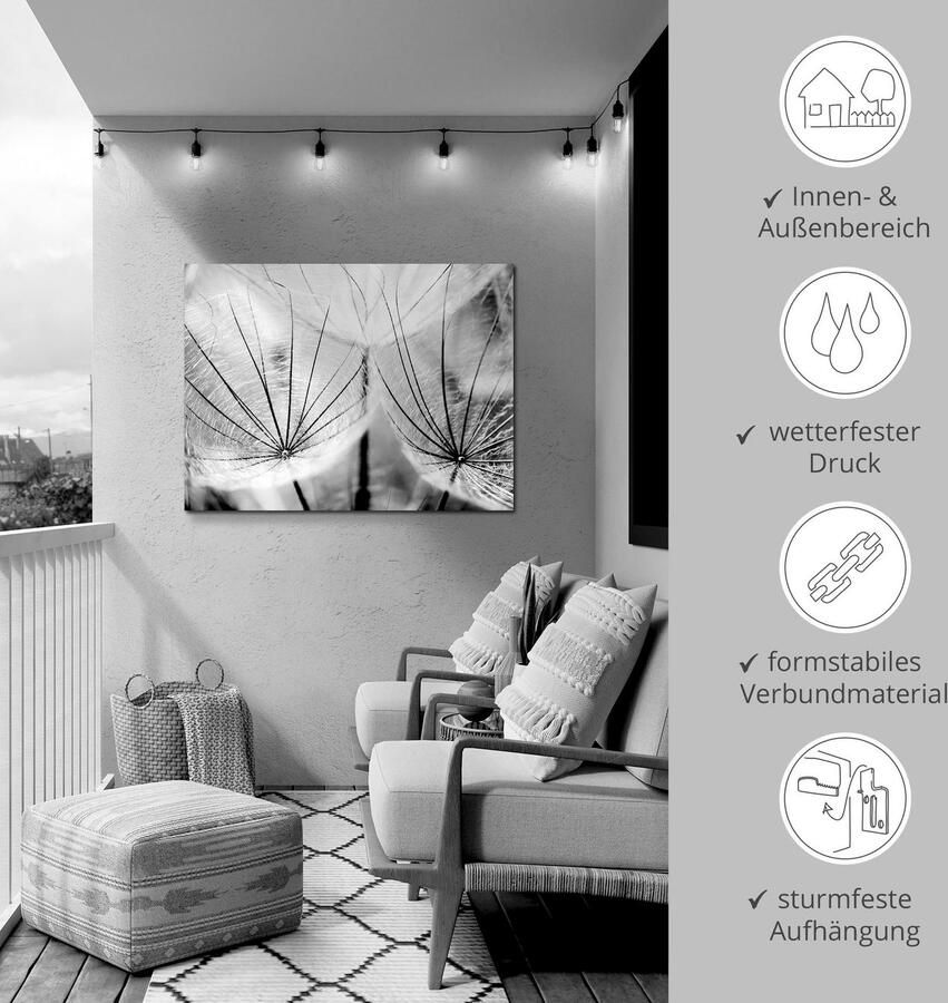 Artland Artprint Pluizenbol in zwart-wit als artprint van aluminium artprint voor buiten artprint op linnen poster muursticker - Foto 3