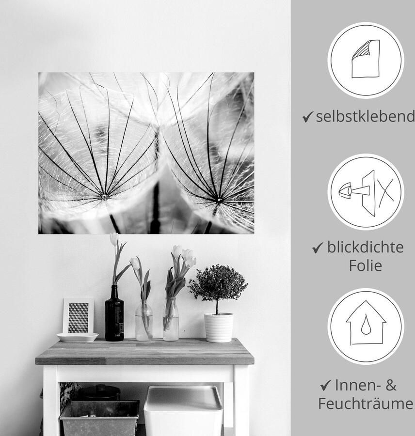 Artland Artprint Pluizenbol in zwart-wit als artprint van aluminium artprint voor buiten artprint op linnen poster muursticker - Foto 3