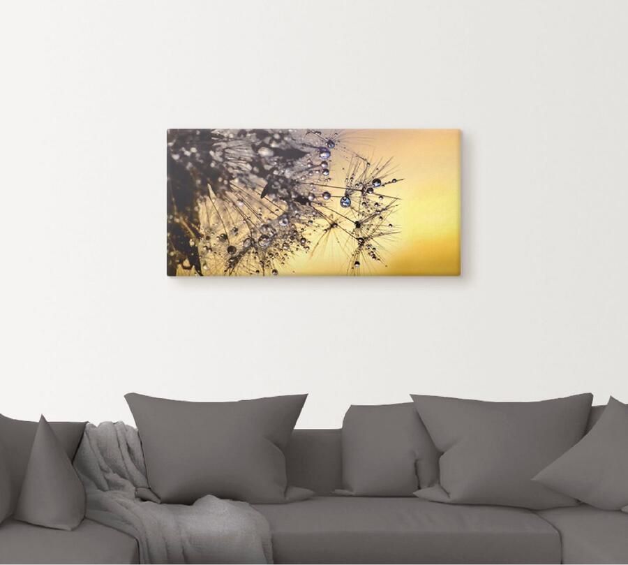 Artland Artprint Pluizenbol met dauwdruppel bevochtigd als artprint op linnen poster in verschillende formaten maten - Foto 4