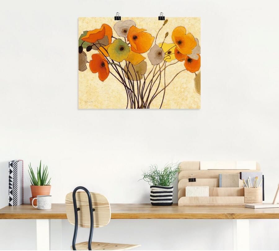 Artland Artprint Pompoenkleurige klaproos I als artprint op linnen poster muursticker in verschillende maten - Foto 5