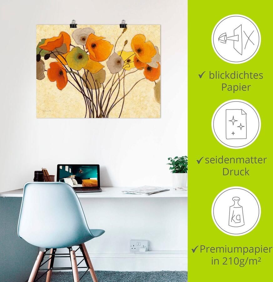 Artland Artprint Pompoenkleurige klaproos I als artprint op linnen poster muursticker in verschillende maten - Foto 2