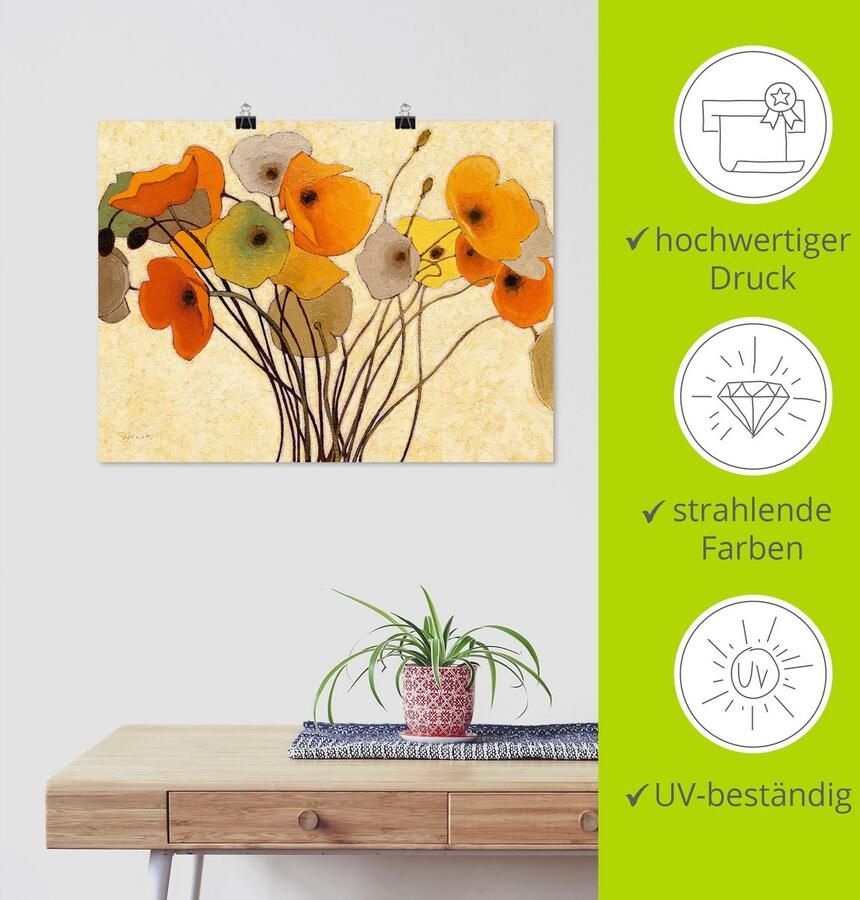 Artland Artprint Pompoenkleurige klaproos I als artprint op linnen poster muursticker in verschillende maten - Foto 3