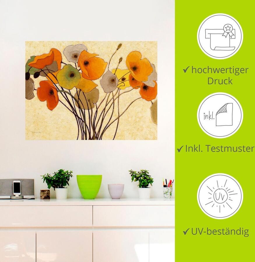 Artland Artprint Pompoenkleurige klaproos I als artprint op linnen poster muursticker in verschillende maten - Foto 2