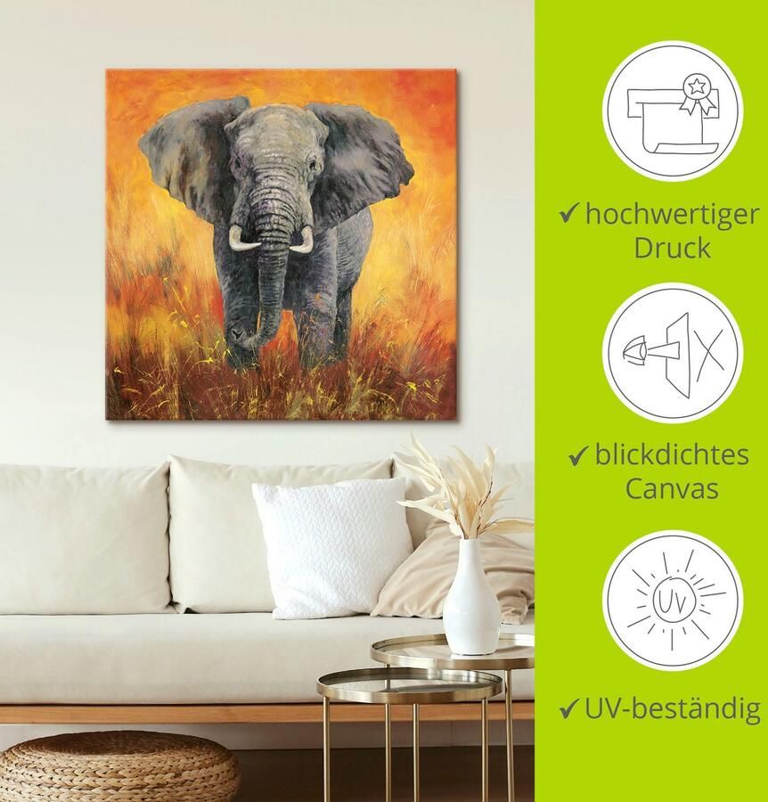 Artland Artprint Portret olifant als artprint van aluminium artprint voor buiten artprint op linnen in verschillende maten - Foto 3