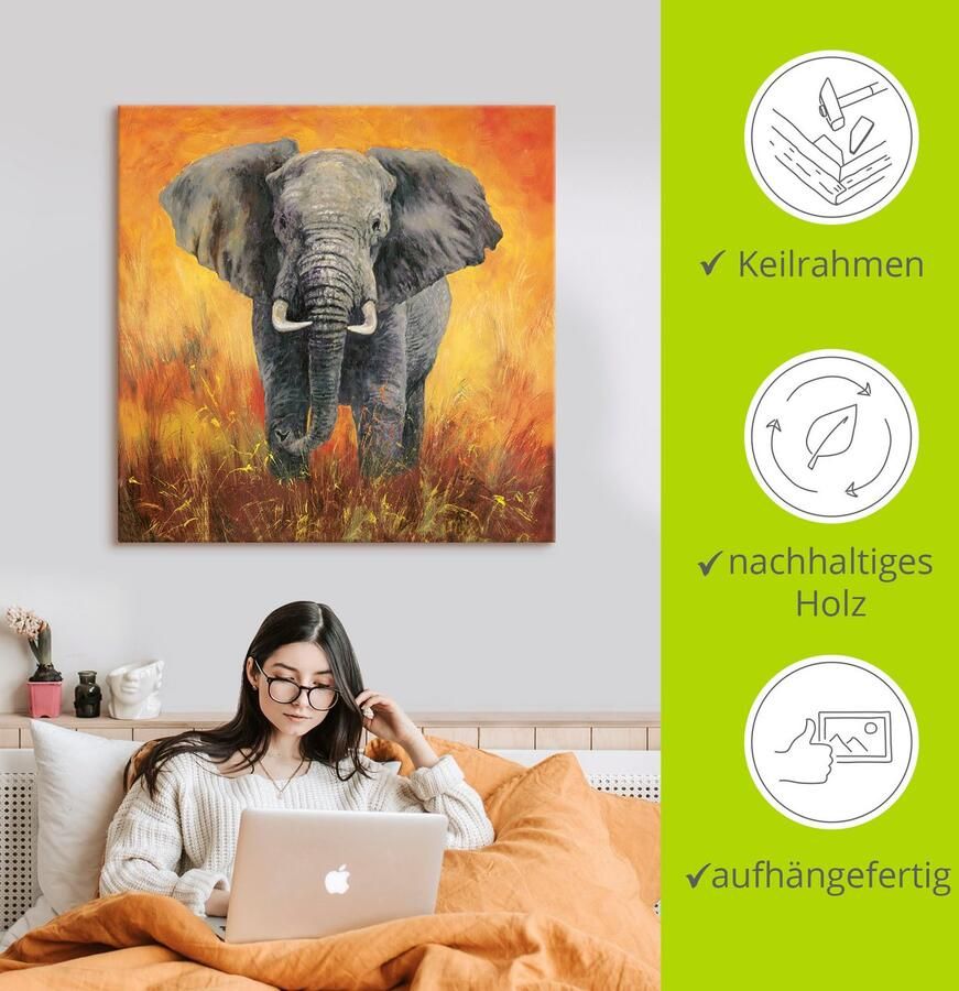 Artland Artprint Portret olifant als artprint van aluminium artprint voor buiten artprint op linnen in verschillende maten - Foto 2