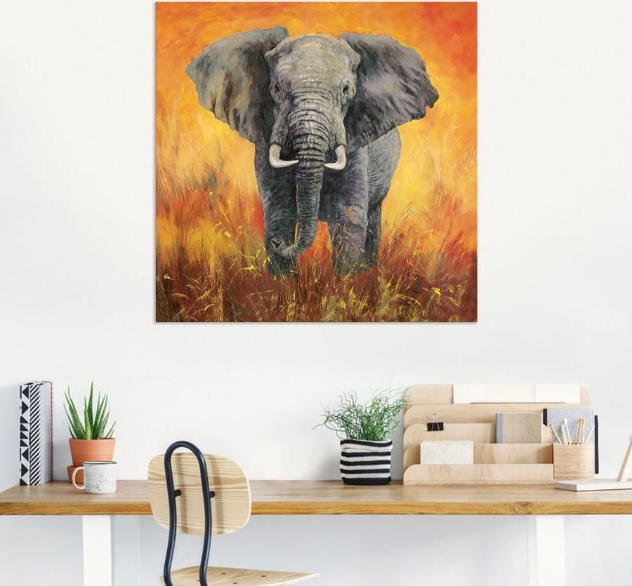 Artland Artprint Portret olifant als artprint van aluminium artprint voor buiten artprint op linnen in verschillende maten - Foto 5