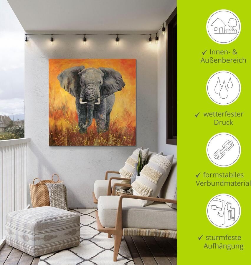 Artland Artprint Portret olifant als artprint van aluminium artprint voor buiten artprint op linnen in verschillende maten - Foto 4