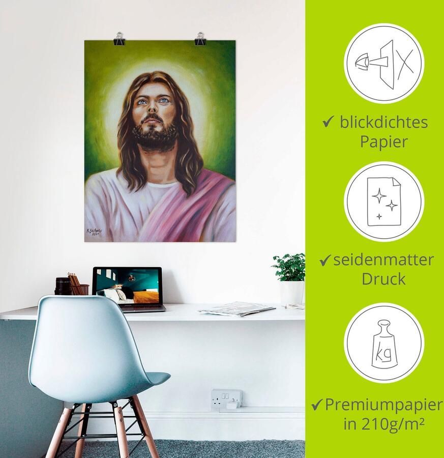 Artland Artprint Portret van Jezus Christus als artprint op linnen poster in verschillende formaten maten - Foto 3