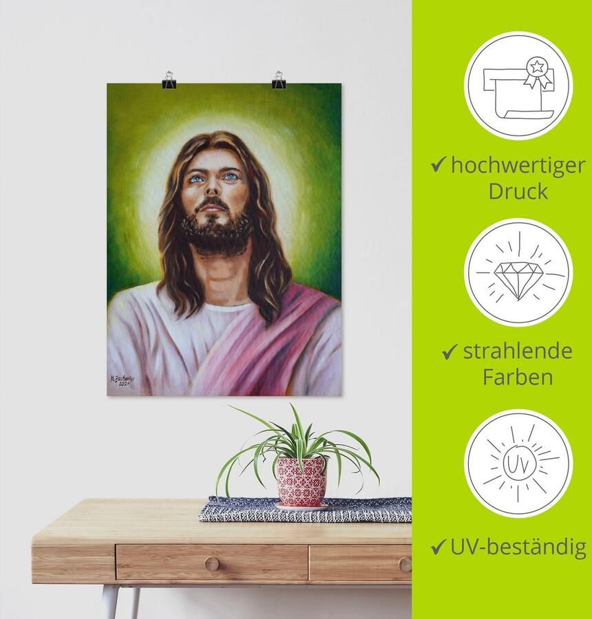 Artland Artprint Portret van Jezus Christus als artprint op linnen poster in verschillende formaten maten - Foto 4