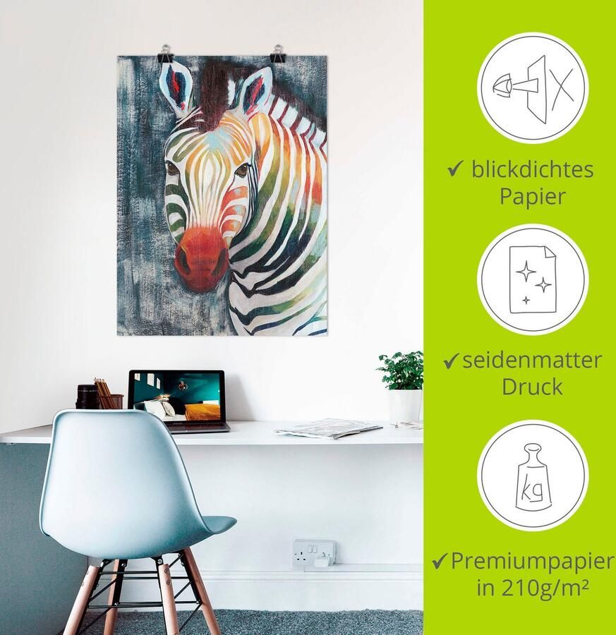 Artland Artprint Prisma zebra II als artprint op linnen poster in verschillende formaten maten - Foto 2