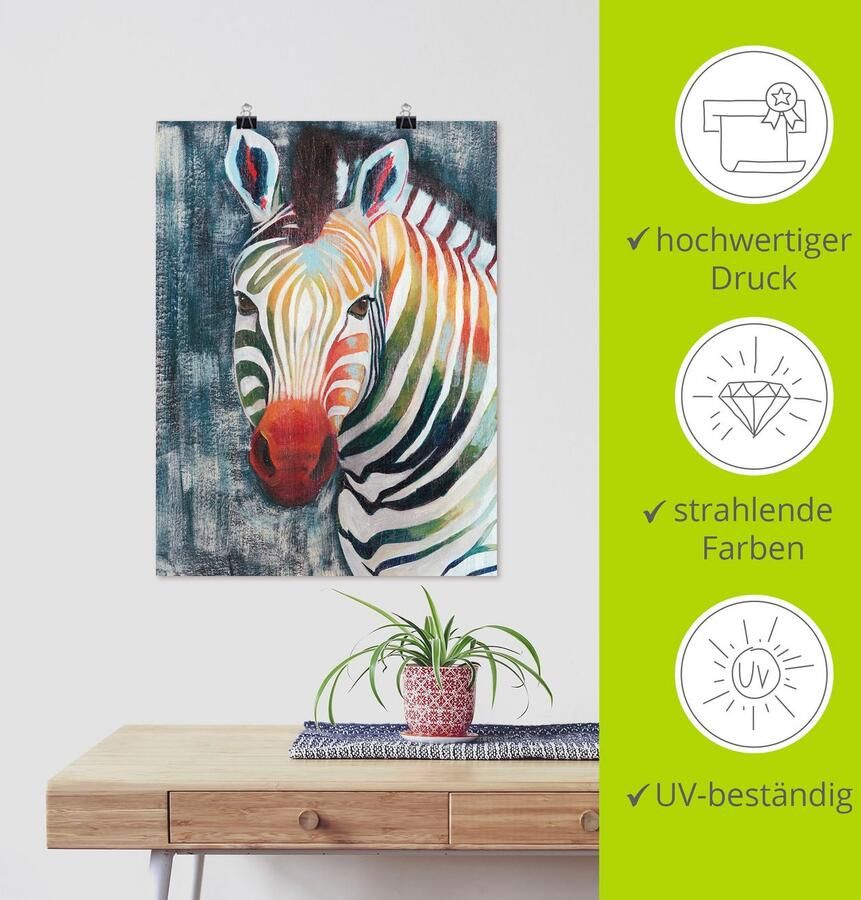 Artland Artprint Prisma zebra II als artprint op linnen poster in verschillende formaten maten - Foto 3