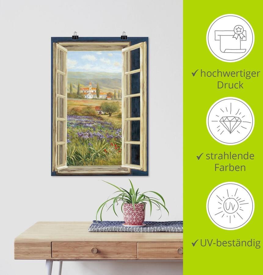 Artland Artprint Provence raam uitzicht als artprint van aluminium artprint voor buiten artprint op linnen poster in verschillende maten. maten - Foto 3