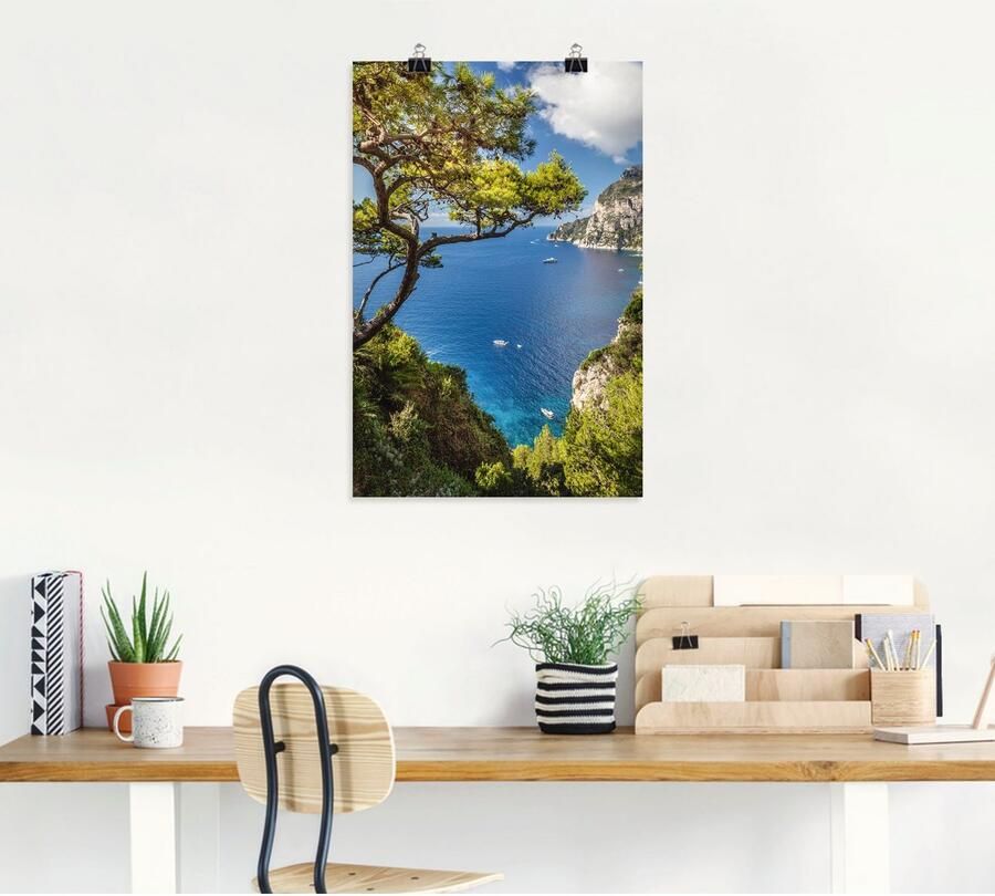 Artland Artprint Punta de Masullo eiland capri Italië als artprint van aluminium artprint voor buiten artprint op linnen poster muursticker - Foto 4