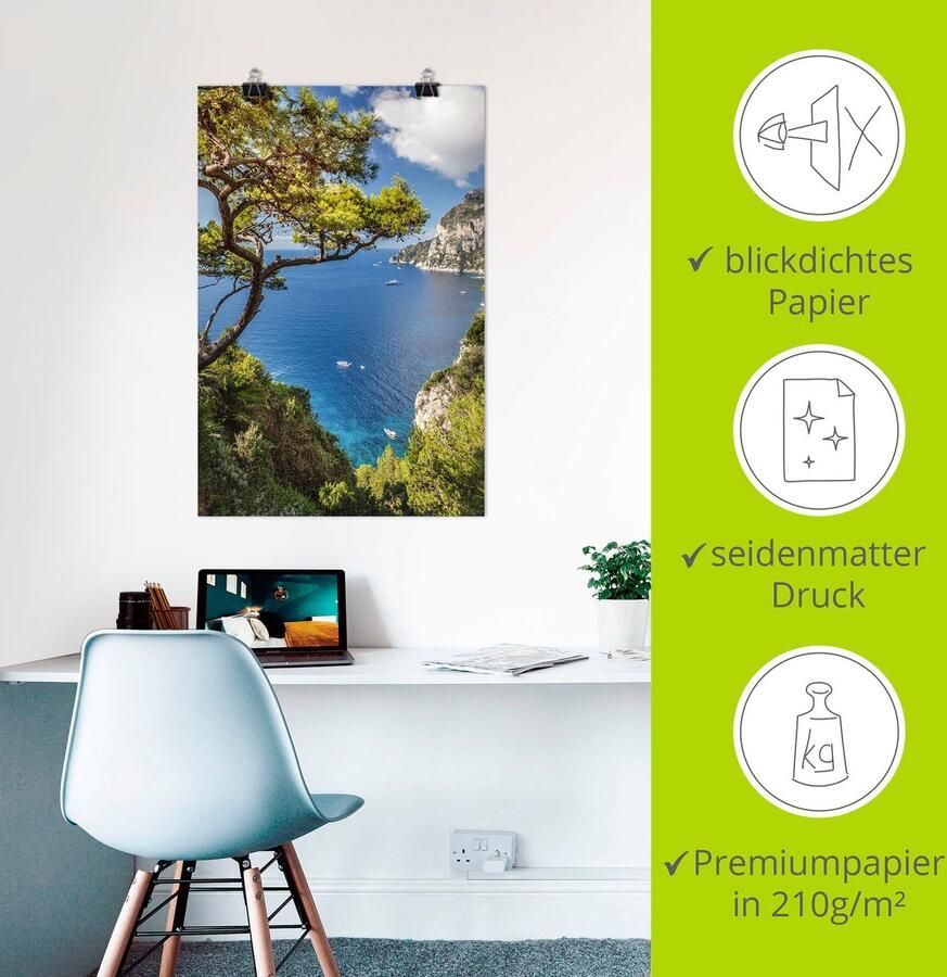 Artland Artprint Punta de Masullo eiland capri Italië als artprint van aluminium artprint voor buiten artprint op linnen poster muursticker - Foto 2