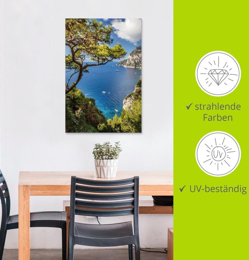 Artland Artprint Punta de Masullo eiland capri Italië als artprint van aluminium artprint voor buiten artprint op linnen poster muursticker - Foto 3