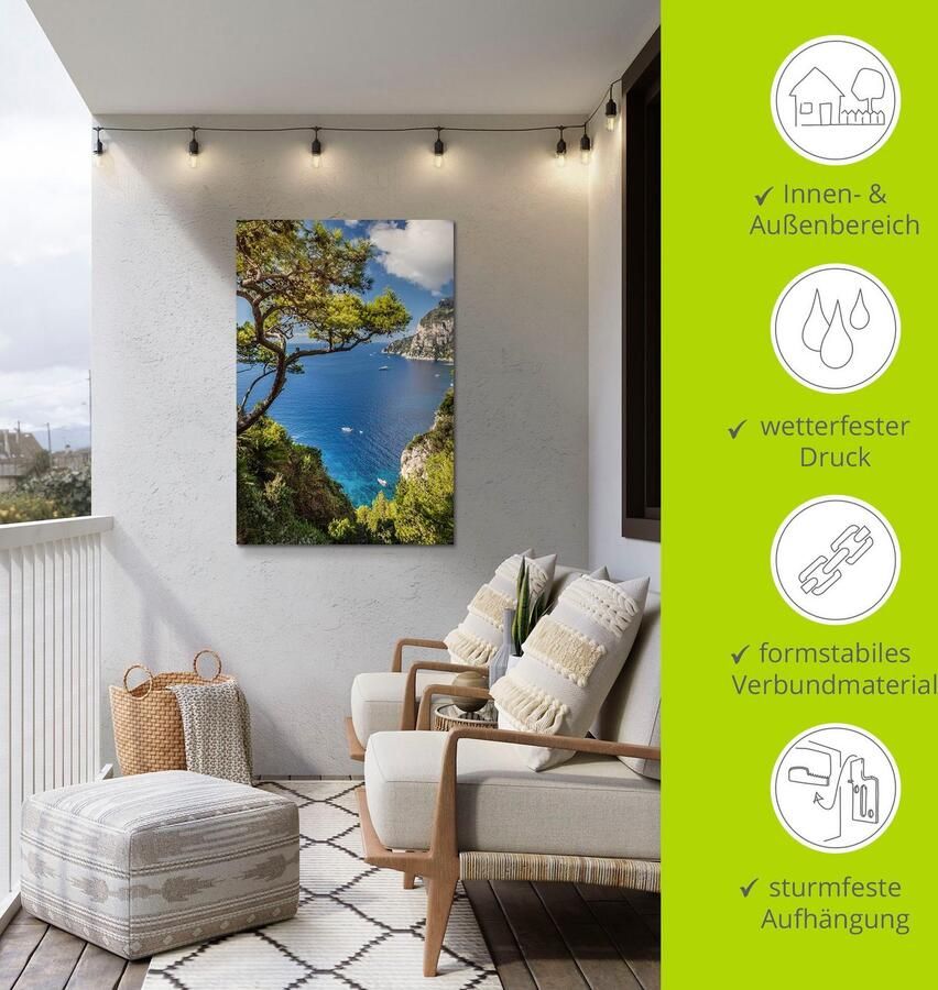 Artland Artprint Punta de Masullo eiland capri Italië als artprint van aluminium artprint voor buiten artprint op linnen poster muursticker - Foto 5