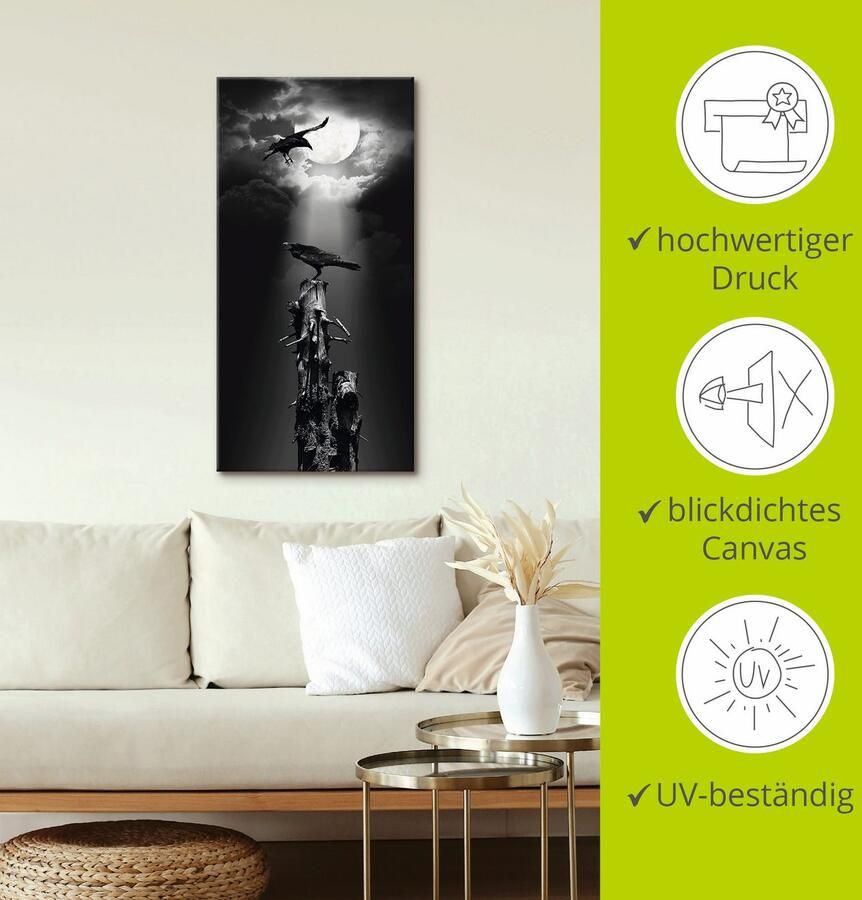 Artland Artprint Raaf in de nacht als artprint op linnen poster muursticker in verschillende maten - Foto 3