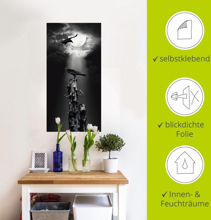 Artland Artprint Raaf in de nacht als artprint op linnen poster muursticker in verschillende maten - Foto 3