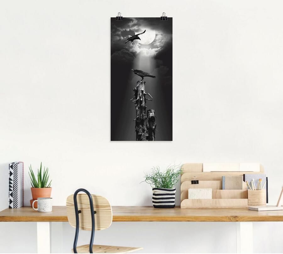 Artland Artprint Raaf in de nacht als artprint op linnen poster muursticker in verschillende maten - Foto 4