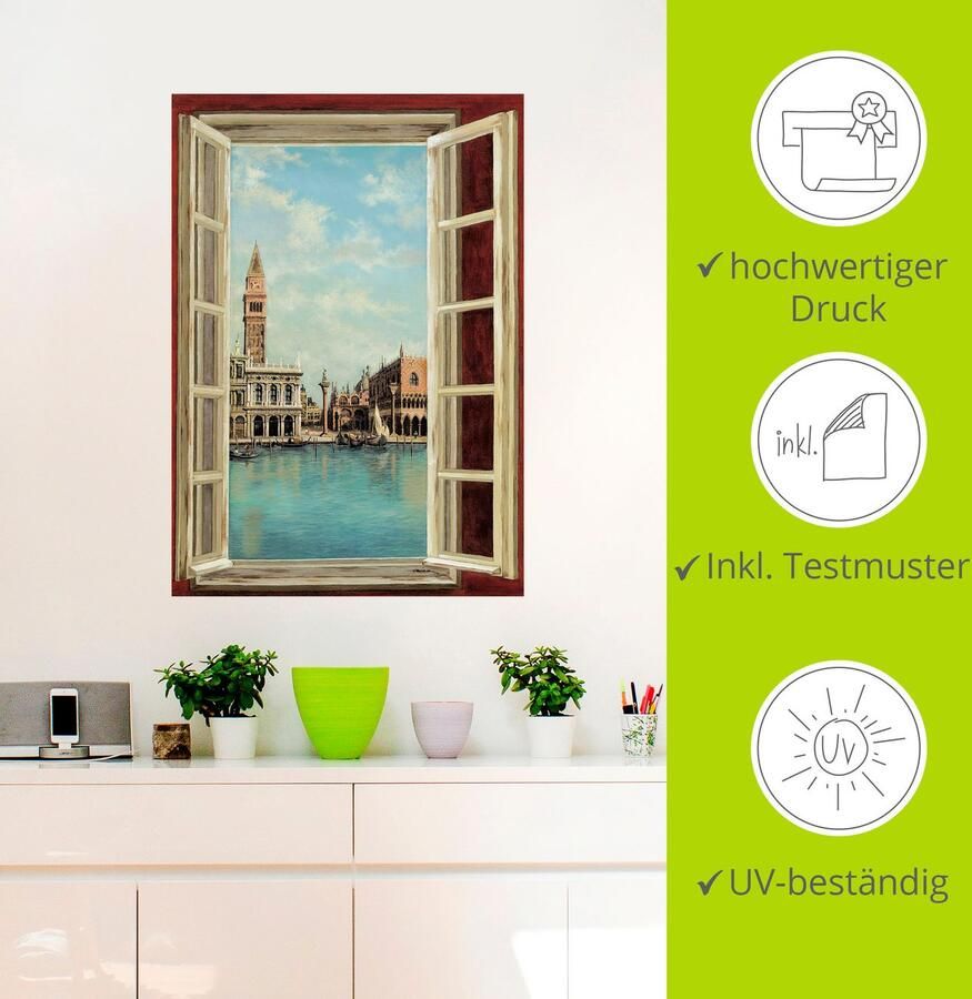 Artland Artprint Raam met uitzicht op Venetië als artprint op linnen poster muursticker in verschillende maten - Foto 3
