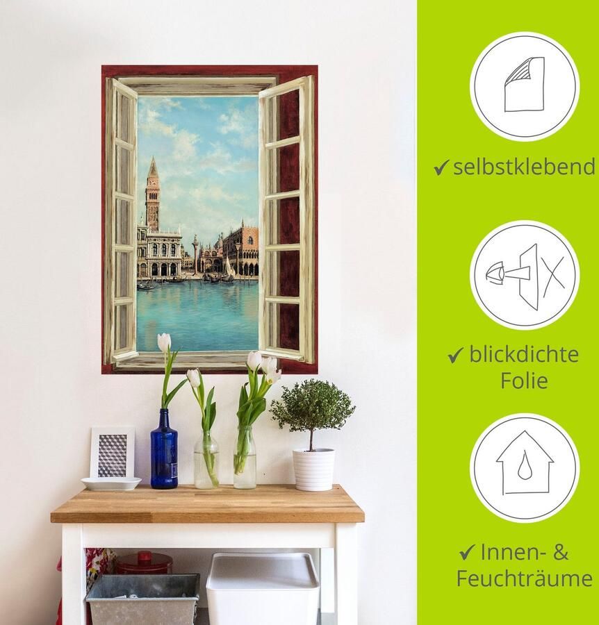 Artland Artprint Raam met uitzicht op Venetië als artprint op linnen poster muursticker in verschillende maten - Foto 4