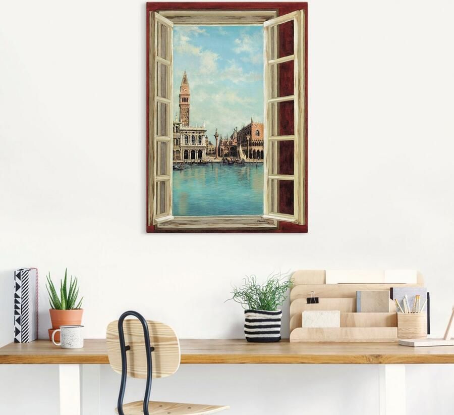 Artland Artprint Raam met uitzicht op Venetië als artprint op linnen poster muursticker in verschillende maten - Foto 4