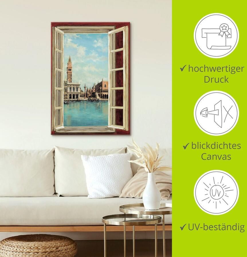 Artland Artprint Raam met uitzicht op Venetië als artprint op linnen poster muursticker in verschillende maten - Foto 3