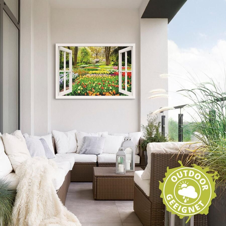 Artland Artprint Raamzicht tulpen tuin lente als artprint van aluminium artprint voor buiten artprint op linnen poster muursticker - Foto 3