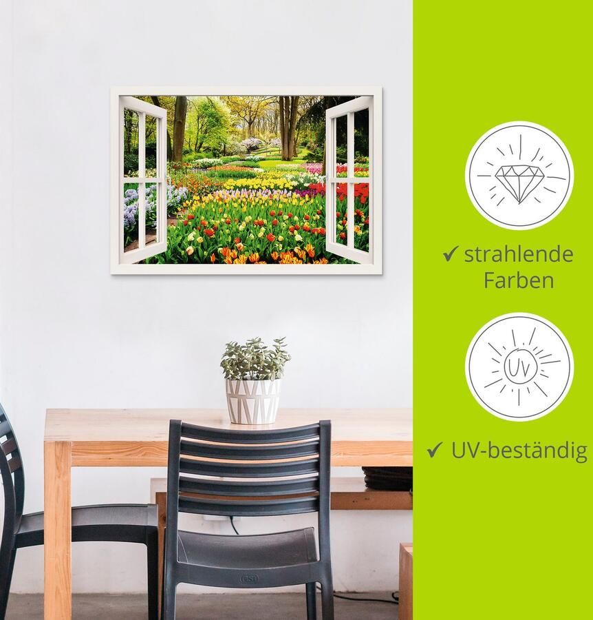 Artland Artprint Raamzicht tulpen tuin lente als artprint van aluminium artprint voor buiten artprint op linnen poster muursticker - Foto 5