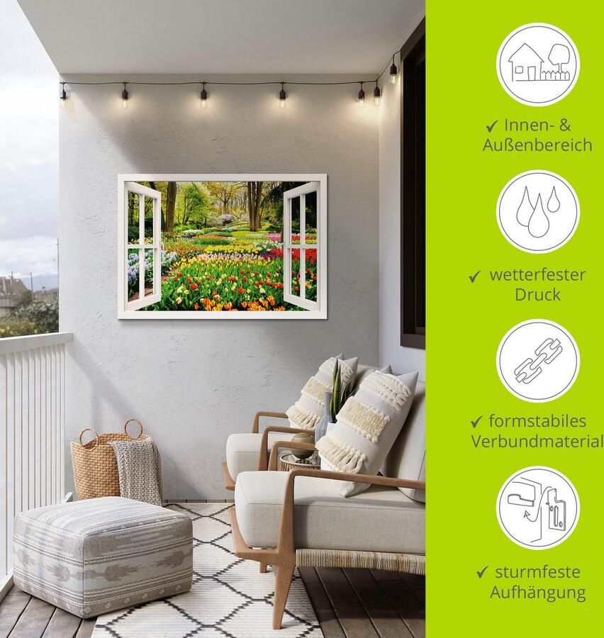 Artland Artprint Raamzicht tulpen tuin lente als artprint van aluminium artprint voor buiten artprint op linnen poster muursticker - Foto 6