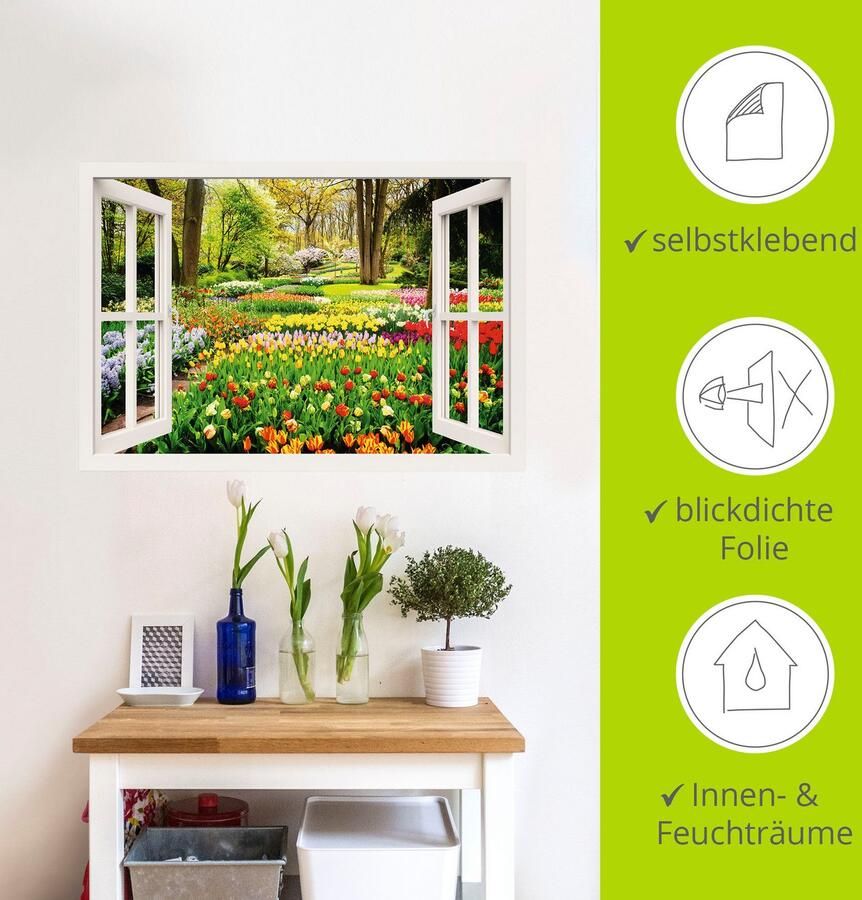 Artland Artprint Raamzicht tulpen tuin lente als artprint van aluminium artprint voor buiten artprint op linnen poster muursticker - Foto 4