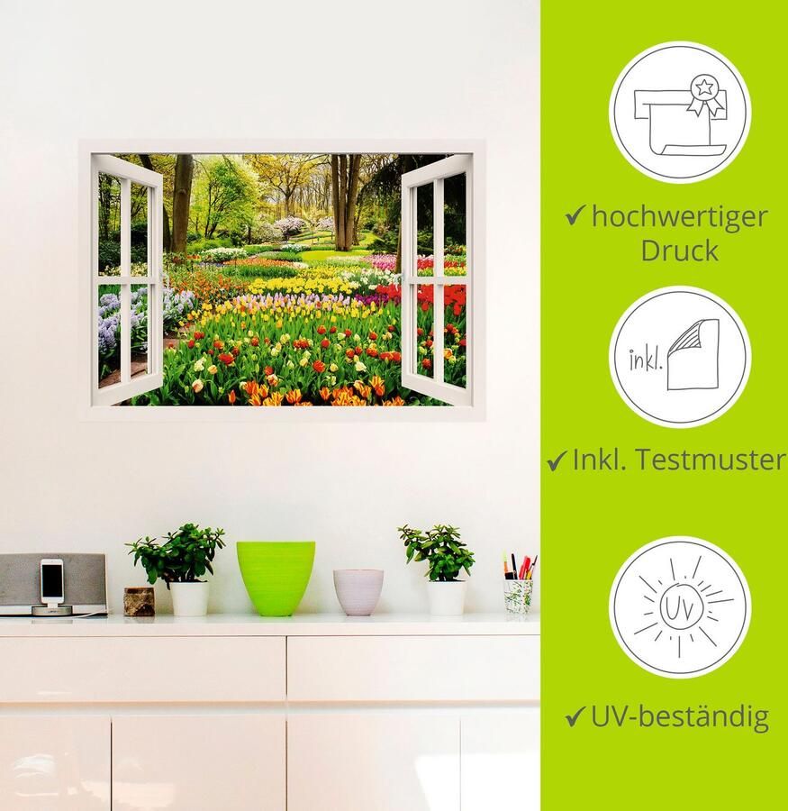Artland Artprint Raamzicht tulpen tuin lente als artprint van aluminium artprint voor buiten artprint op linnen poster muursticker - Foto 3