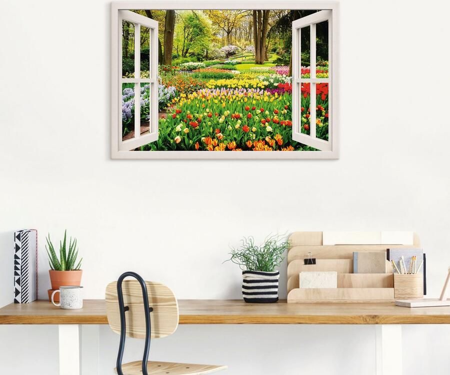 Artland Artprint Raamzicht tulpen tuin lente als artprint van aluminium artprint voor buiten artprint op linnen poster muursticker - Foto 8