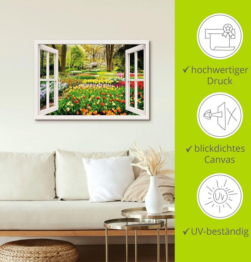 Artland Artprint Raamzicht tulpen tuin lente als artprint van aluminium artprint voor buiten artprint op linnen poster muursticker - Foto 5