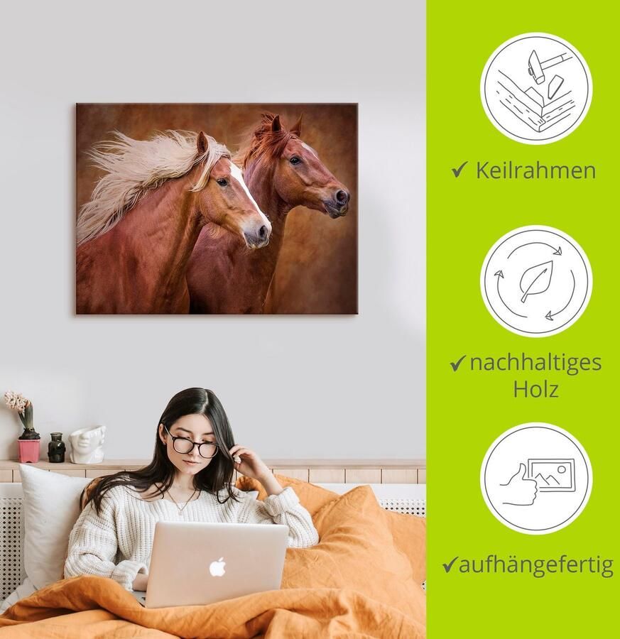 Artland Artprint Raszuivere paarden I als artprint op linnen poster muursticker in verschillende maten