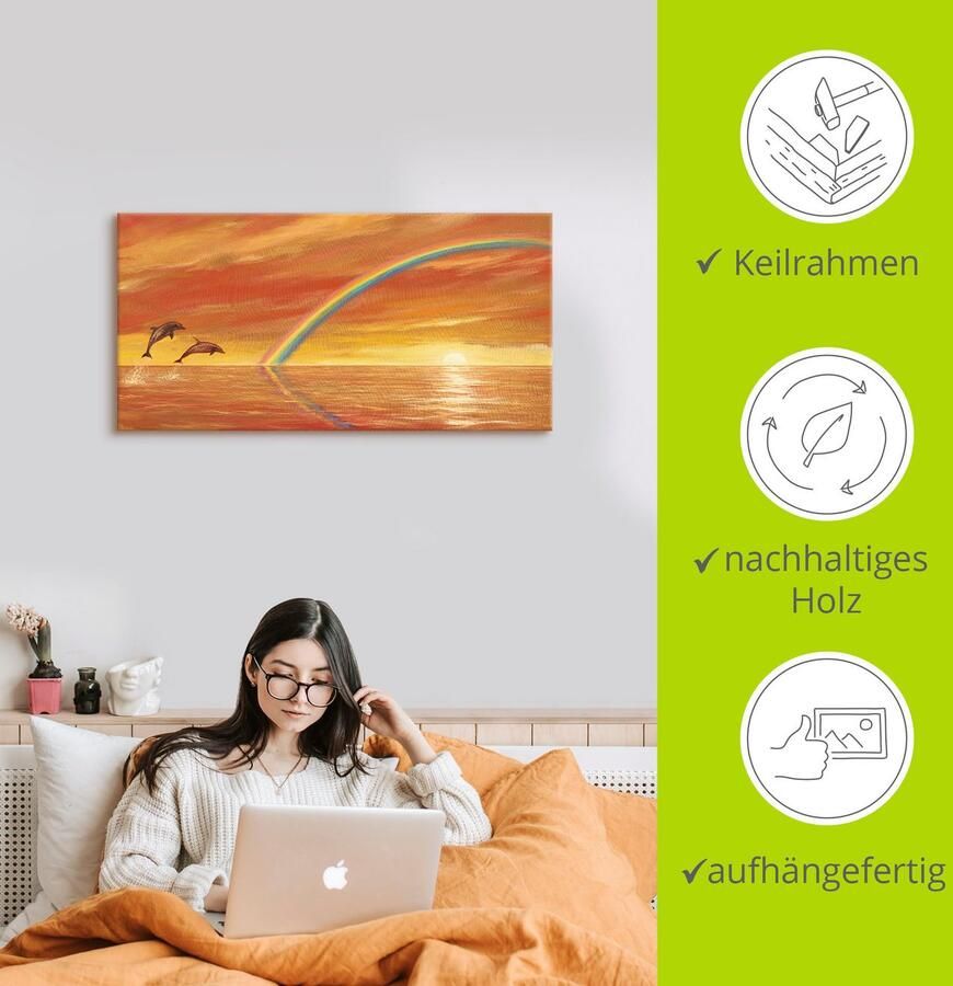 Artland Artprint Regenboog boven de zee als artprint van aluminium artprint op linnen muursticker verschillende maten - Foto 3