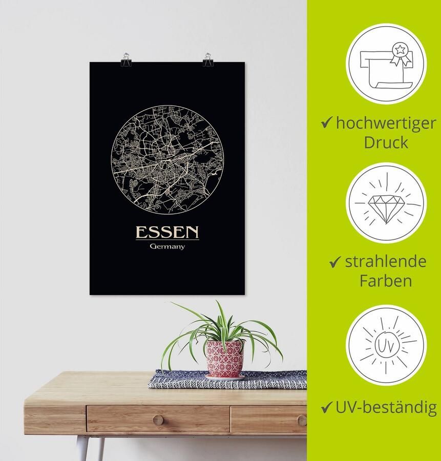 Artland Artprint Retro kaart eten Duitsland cirkel als artprint van aluminium artprint op linnen muursticker of poster in verschillende maten - Foto 3