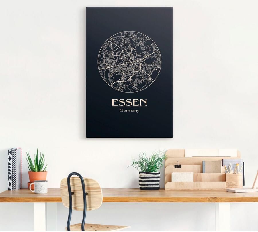 Artland Artprint Retro kaart eten Duitsland cirkel als artprint van aluminium artprint op linnen muursticker of poster in verschillende maten - Foto 3