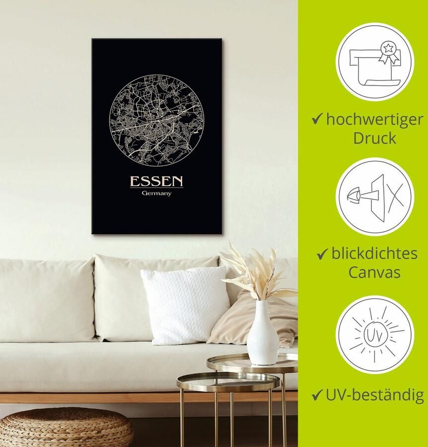 Artland Artprint Retro kaart eten Duitsland cirkel als artprint van aluminium artprint op linnen muursticker of poster in verschillende maten - Foto 2