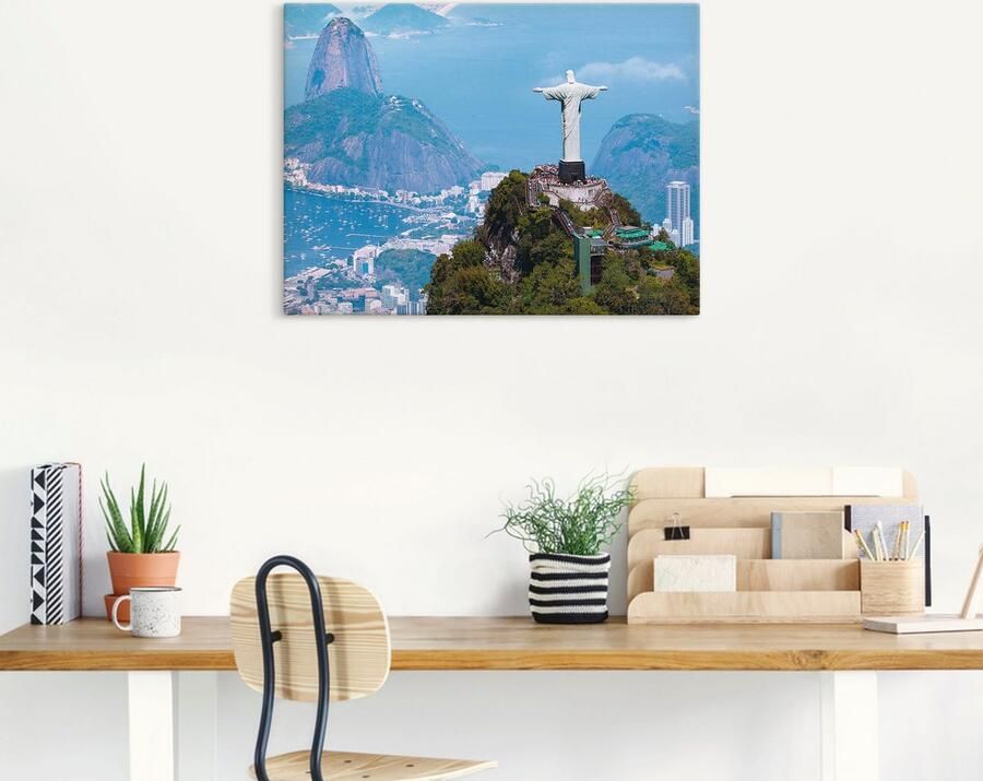 Artland Artprint Rio de Janeiro met Christus als artprint van aluminium artprint op linnen muursticker verschillende maten - Foto 5