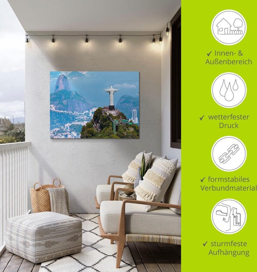 Artland Artprint Rio de Janeiro met Christus als artprint van aluminium artprint op linnen muursticker verschillende maten - Foto 4